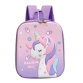 Pink gradient waterproof school bag with cartoon unicorn and Magical Time print - Unicorn-Purple