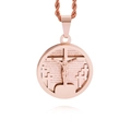 Ronde kruishanger ketting in roségoud met het Spaanse Onze Vader gebed gegraveerd - Roségoud (Zonder Ketting) (KP79768)