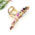 Detail of amethyst crystal hair claw clip with golden alloy wire-wrapped natural stones - Large B Style 11.5cm + Multi-color Stone