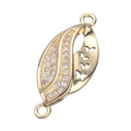 Golden butterfly and zircon leaf-shaped connector for jewelry making with dual loops - Gold Hollow Butterfly Leaf Shape (L0247-A)