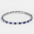 Detail of evil eye tennis bracelet with alternating blue beads and white zircon stones - Royal Blue White Gold