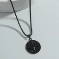 Collar con colgante de brújula y cadena de cuentas negras estilo punk vintage - Negro