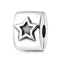 S925 sterling silver square spacer bead with star cutout for DIY jewelry bracelets - 925 Sterling Silver / Hollow Star Clip