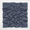 Large dark greyish blue satin square scarf with a silky matte finish and elegant drape - Dark Grey Blue (4#)