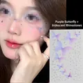 Face makeup set with purple gradient butterfly stickers and iridescent round rhinestones - Purple Butterfly & Iridescent Rhinestones