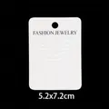 White earring display card with silver foil lettering, measuring 5.2x7.2cm for jewelry - Silver Stamped Textured White Card (Style 05N1F) / Medium