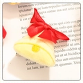 Cute yellow plush bell hair clip with a red satin bow for festive styling accessories - Bell - No Brooch (Patch)