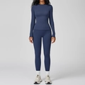 Ensemble de yoga bleu marine ajusté comprenant un haut à manches longues et un legging - S / Top And Bottom (Manches Longues + Legging) / Bleu Marine