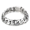 Classico bracciale Cuban da uomo in acciaio inossidabile 316L lucidato su sfondo bianco - Stile Lucido Lucidato / 22cm / Argento