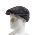 Dark grey knitted flat cap with cable pattern on white head model for men - Adjustable / Gray
