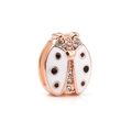 Rose gold ladybug charm with white enamel wings and sparkling crystal stones for mesh bracelets - Rose Gold White Ladybug