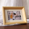 Minimalist light wood photo frame with natural grain and white mat on lace base - Natural Wood Color
