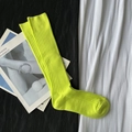 Lime green ribbed high elastic long socks in a fashionable flat lay style - Calf-length Fluorescent Green
