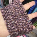 Strand of square-cut natural amethyst and quartz beads held in hand for jewelry making - 53-Ruby (Natural)