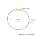 Slim 18K gold plated stainless steel tennis bracelet with zircon stones, 20cm length - Large / White