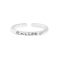 Anello aperto in argento sterling S925 con scritta Smile e incisione di una faccina - Stile Lettera Smile (JZ1083) / Argento 925 / Argento