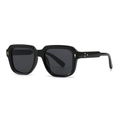 Classic black square sunglasses with grey polarized lenses and gold arrow metal studs - Black Frame Gray Lenses