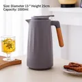 1L Nordic dark grey thermal carafe with wood handle and 1000ml capacity display - Plain Style / 032 Grey