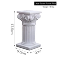 Large white resin Roman column statue with angel relief carving and Doric fluting - Large Square Roman Column