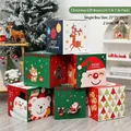 Set of 6 festive 25cm square Christmas gift boxes featuring Santa and Reindeer designs - LH-5-6-7 (6 Pack Assorted)