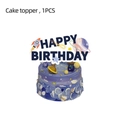 Starry universe cake topper featuring rockets and planets for birthday party decoration - Large Cake Topper 1PC-Starry Sky