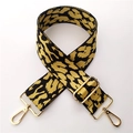 Detail of high-density 5cm leopard print jacquard strap with gold metal buckles - Yellow and Black