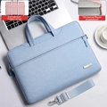 Borsa porta PC azzurra 14-16 pollici con fodera in velluto e fascia trolley - Celeste con tracolla