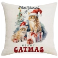 Kissenbezug mit zwei Kätzchen in Weihnachtsmützen und festlichen Dekorationen - Zwei orangefarbene Katzen-Have Yourself A Meowy Catmas