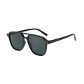 Classic black double bridge pilot sunglasses with silver rivet accents and dark grey lenses - Sunglasses / Black Frame Gray Lens