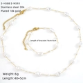 Detailed specs for 18k gold plated necklace and bracelet set with white pearls - Irregular White Pearl Style (S-H588 S-N593)