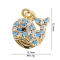 18K vergulde schildpad hanger met blauwe en witte zirkonia kristallen, maat 12.7mm - DZY-2980 Pave Walvis