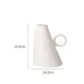 Modern white matte ceramic vase with a unique circular handle and asymmetric design - HP702 Round Single Ring Handle / White