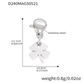 Silver stainless steel four-leaf clover pendant charm with lobster clasp and dimensions - Flower Pendant / Steel