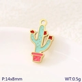 Enamel green cactus pendant charm with pink pot and red flower for DIY jewelry making - Pink Potted Cactus (KLJ10766-ZLA)