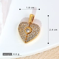 Golden heart wing pendant with pavé zircons and opening mechanism 1.8x2.4 cm - SMP54273-Gold Micro Paved Heart Locket Pendant
