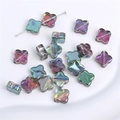 10mm iridescent clover glass beads for DIY jewelry making with purple and green finish - Clover-10mm-Magenta Green