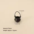 Miniature black plastic cauldron model for Halloween and dollhouse DIY decor - No.22 - 3.1cm Black Plastic Cauldron