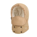 Passamontagna invernale per bambini in velluto beige con fodera in pile e bottoni a pressione - Cachi