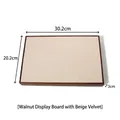 Walnut wood display base with beige velvet lining measuring 30.2x20.2x3 cm - Walnut Prop Base Tray - Beige Velvet