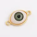 Gold-plated Evil Eye connector charm with green enamel spiral for DIY jewelry making - Green L371964-Green
