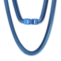Collana a catena piatta blu placcata sottovuoto con chiusura a scatola sicura in acciaio inox - Bracciale 5mm 22cm / Blu
