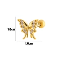 Elegant gold butterfly cartilage earring with white zircon inlay and screw back clasp - 11# Golden