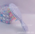Luxury rhinestone mini hairbrush with rainbow bristles and matching crystal gift box - White Rhinestone 14x6x3.8cm