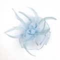 Elegant light blue feather veil fascinator with ribbon bow for bridal parties - Sky Blue