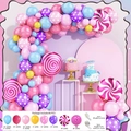 Macaron pastel balloon arch kit including pink blue yellow and purple balloons 96pcs set - Candy Color Series (TZ-PD0004)