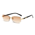Frameless fashion sunglasses with brown gradient lenses and gold metal hardware - C3-Gradient Tea