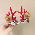 Christmas reindeer antler hair clips with festive red bows and snowflake sequins decor - 26# Bow Snowflake Style Pair Clips