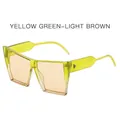 Cat eye oversized sunglasses with yellow-green transparent frame and light brown lenses - Gradient Green Frame Champagne Lens