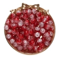 Macro shot of red and clear crackle glass beads for DIY jewelry in a gold tray - Glaze Floral Bead - Red