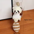 Portachiavi peluche procione carino in giallo e marrone con anello dorato, altezza 18,5cm - Beige (con portachiavi dorato)